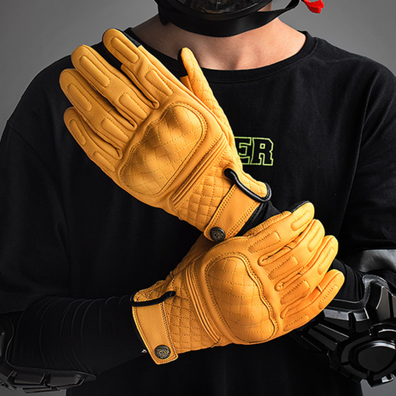 Motorcycle Gear Up - Retro Skórzane Rękawice Motocyklowe Pełne Palce