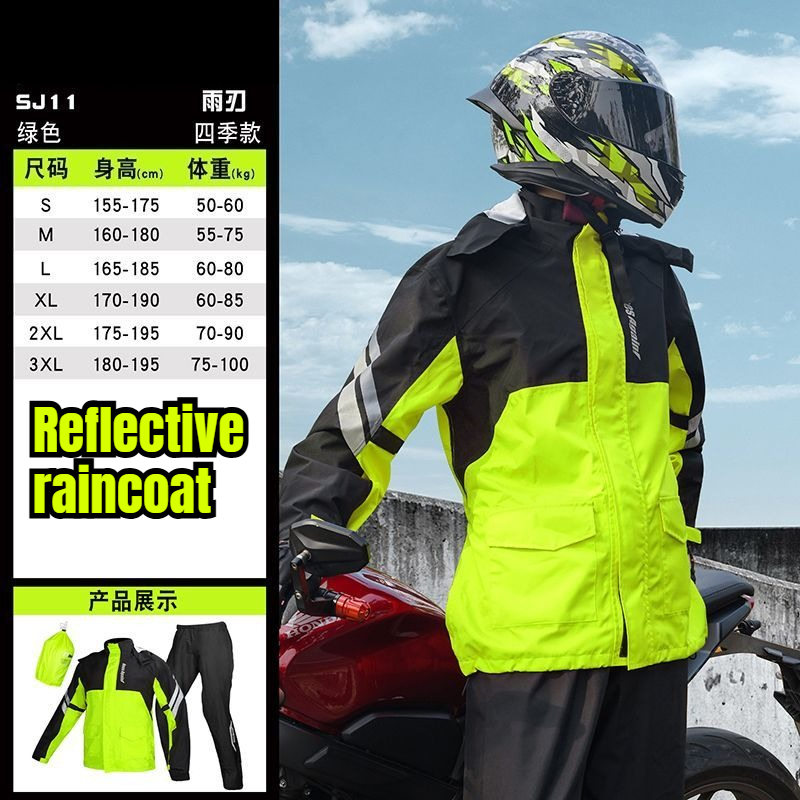 Motorcycle Gear Mens - Kombinezon motocyklowy przeciwdeszczowy dzielony, wodoodporny strój