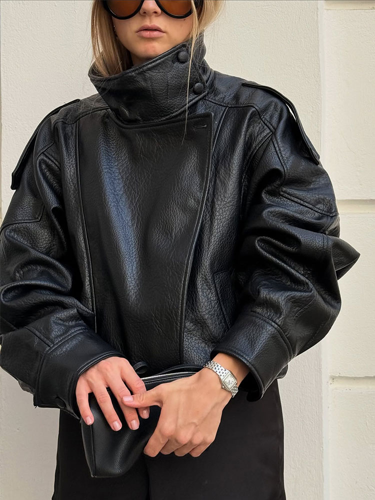 Riding Jacket Leather - Kurtka damska ze sztucznej skóry na