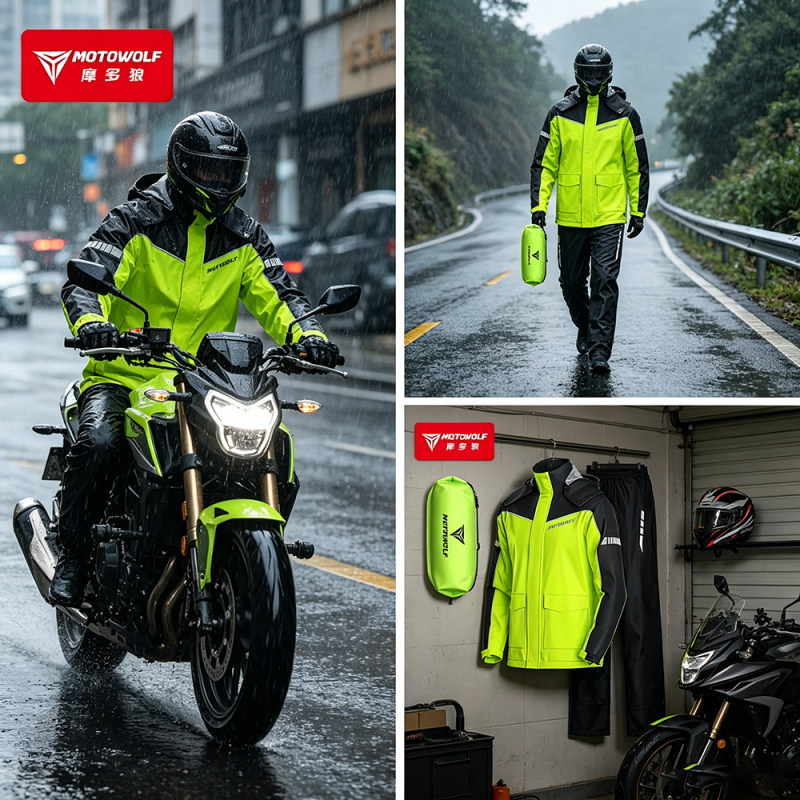 Motorcycle Gear Mens - Akcesoria motocyklowe MOTOWOLF: Wodoodporny kombinezon przeciwdeszczowy,