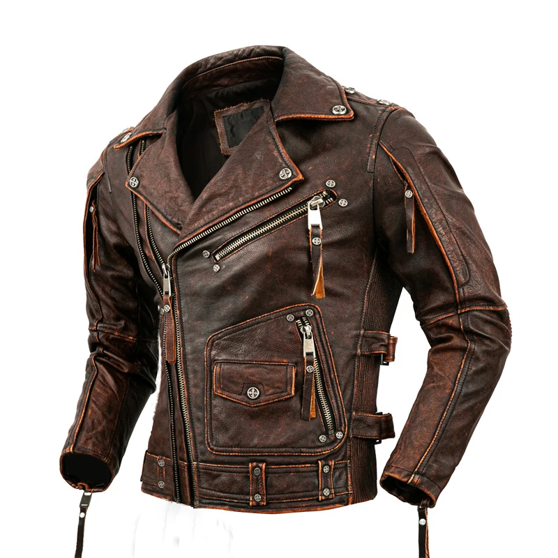 Riding Jacket Leather - Męska kurtka motocyklowa z naturalnej skóry