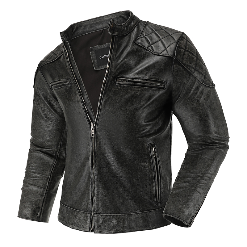 Riding Jacket Leather - Skórzana kurtka Retro jazda motocyklem garnitur